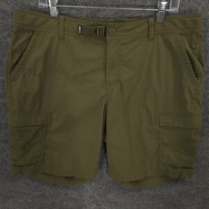 REI Sahara Shorts Womens 38 Army Green Cargo Outdoor Performance Hiking Belted